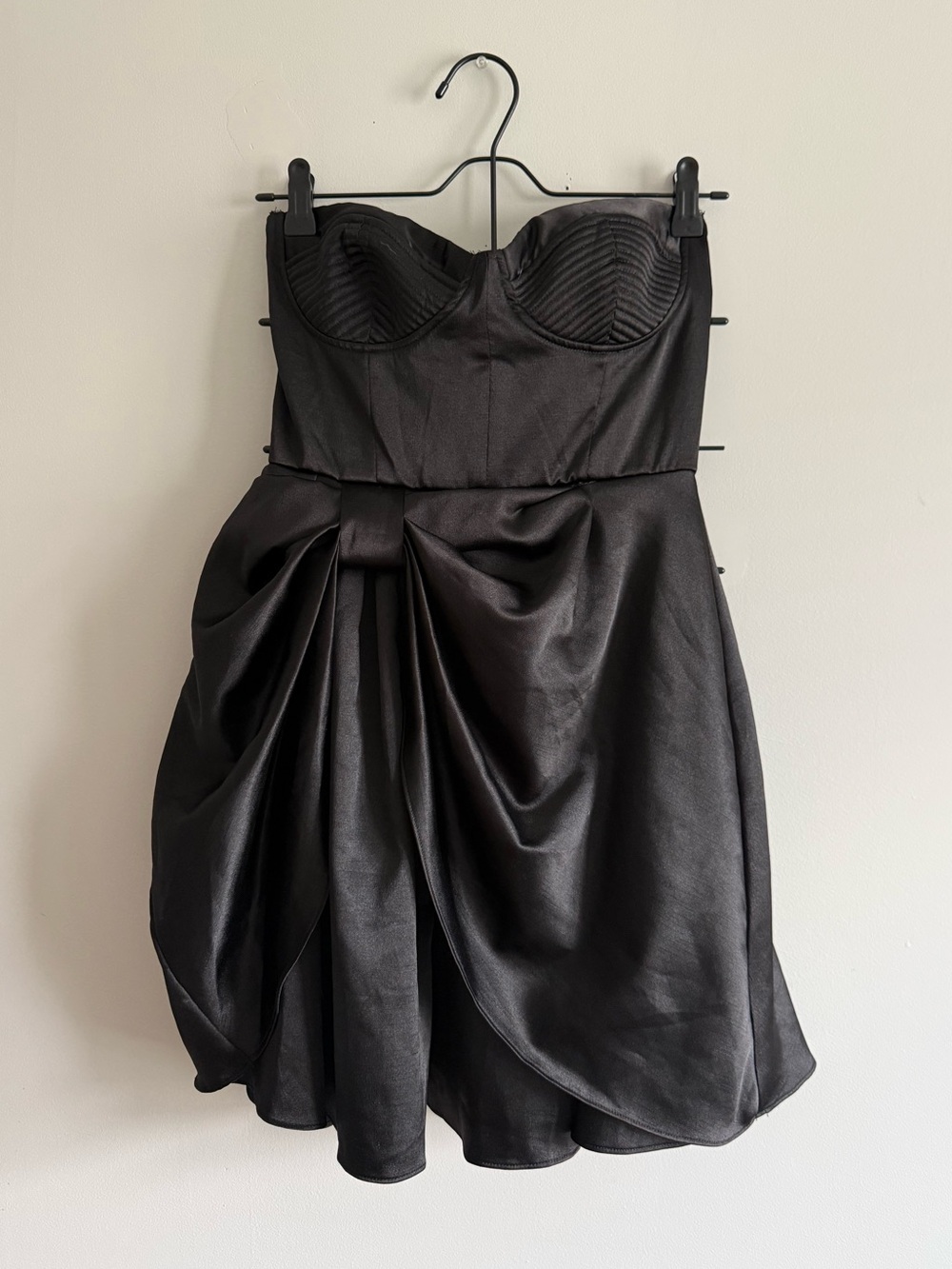 Forever 21 Black Strapless Bustier Dress with Draped Skirt & Tulle